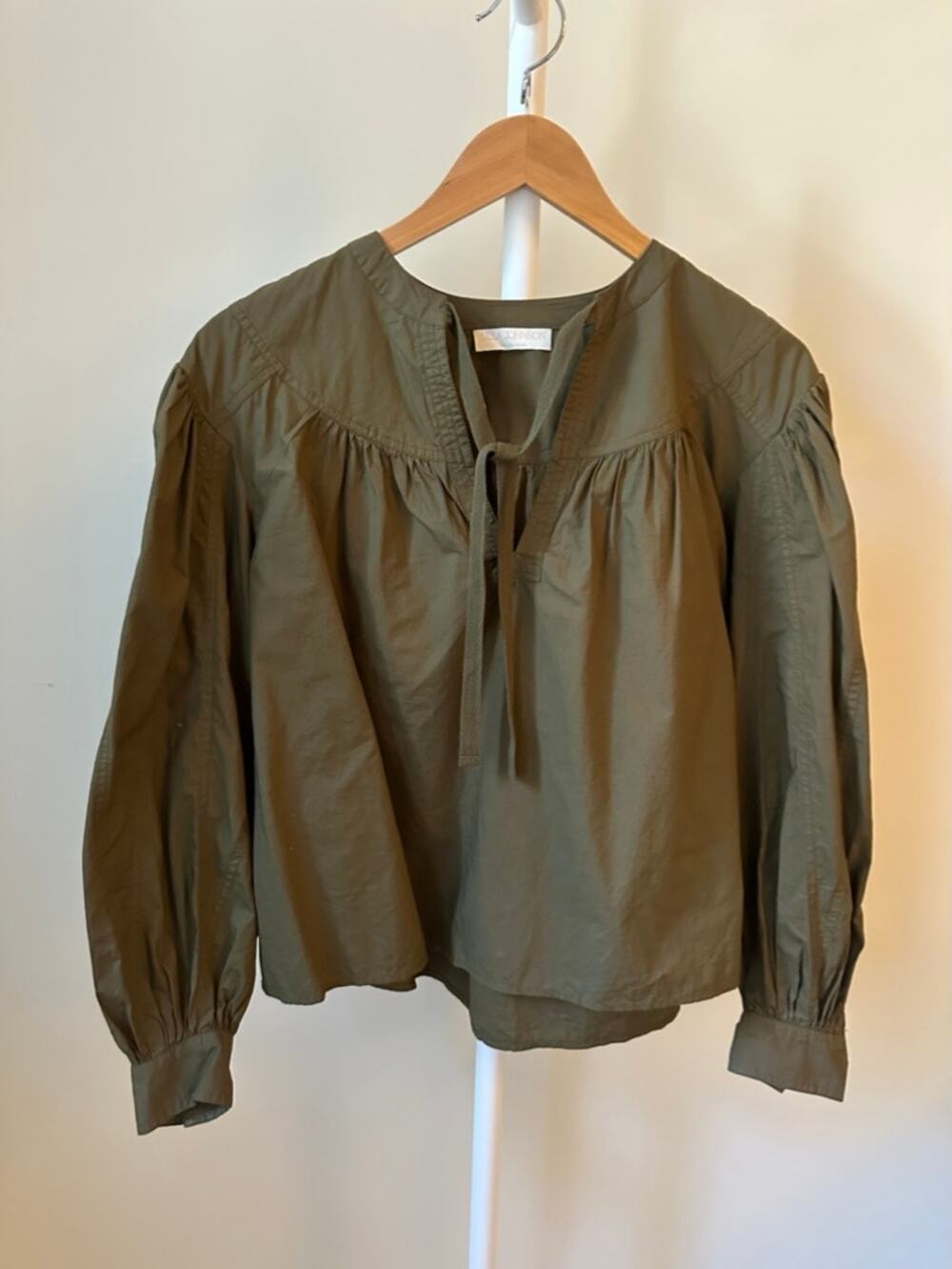 Ulla Johnson Delaney Long Sleeve Cotton Top in Beech, Size 2